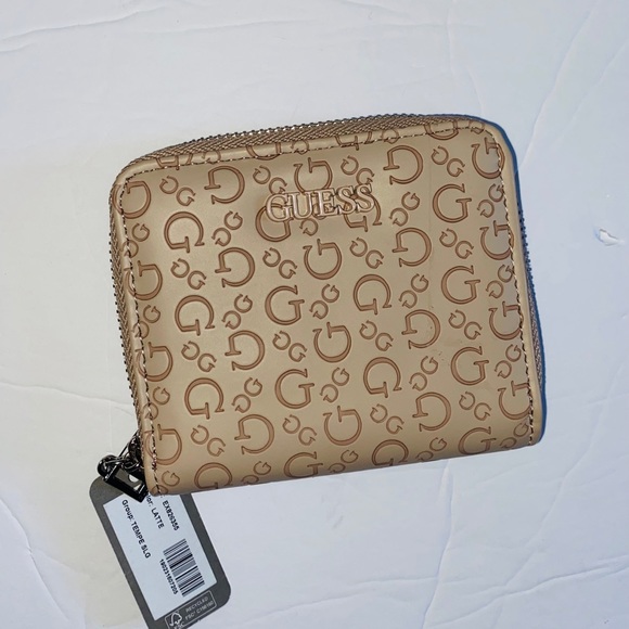 New GUESS Wallet Beige Clutch Pouch Coin Purse Latte Tempe SLG EX826355 - Picture 2 of 6